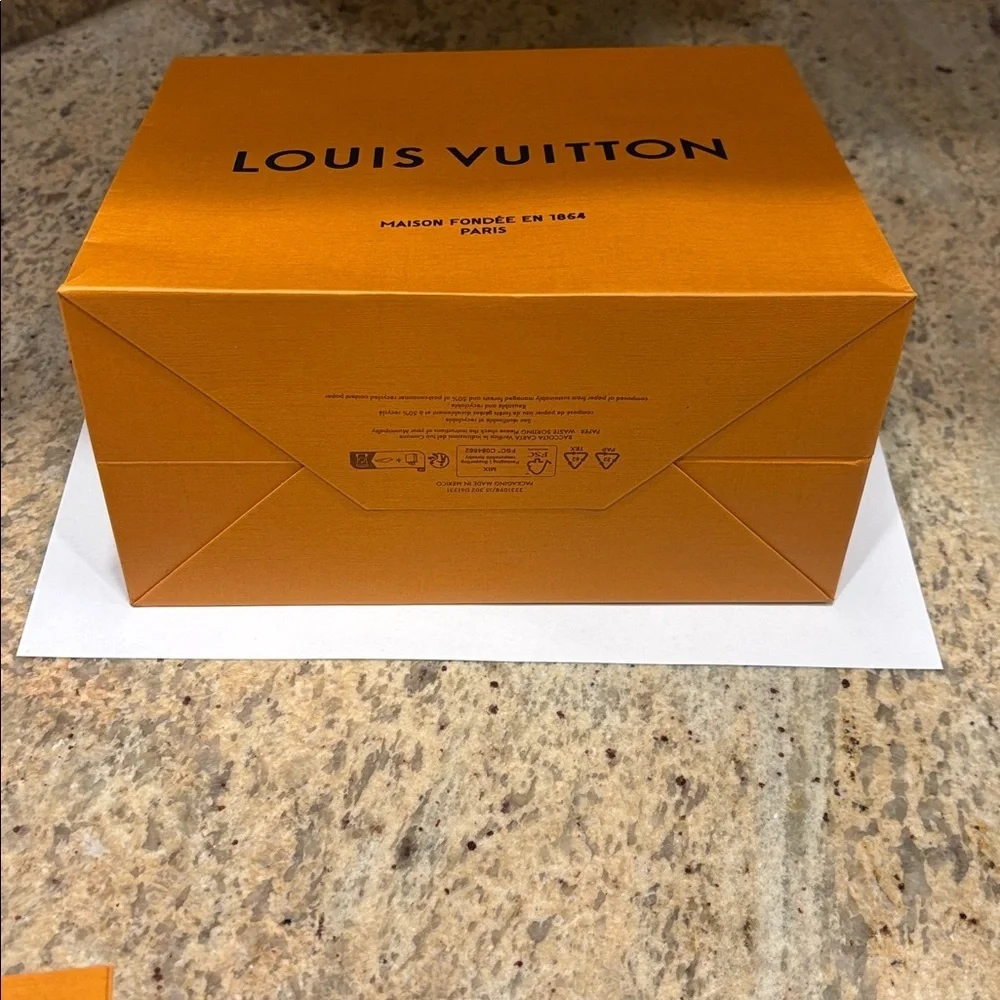 Louis Vuitton Bold Orange Bag with Blue Handles